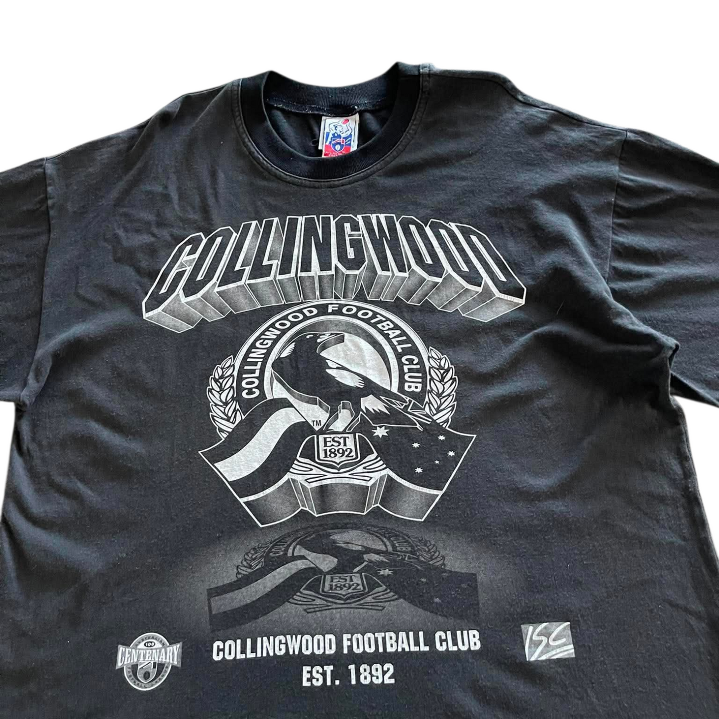 VINTAGE COLLINGWOOD FOOTBALL CLUB BLACK T-SHIRT (XXL)