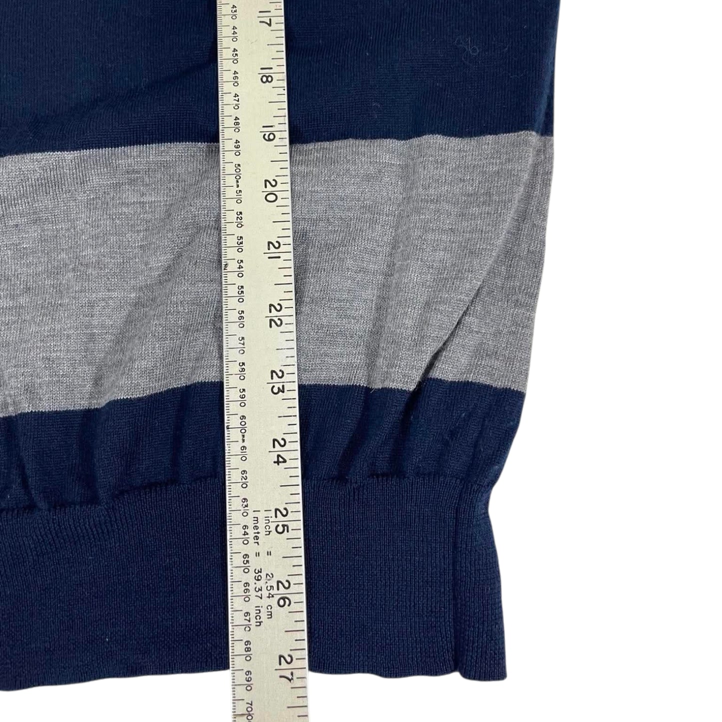 VINTAGE BARKERS NAVY & GREY STRIPED SWEATER (S-M)