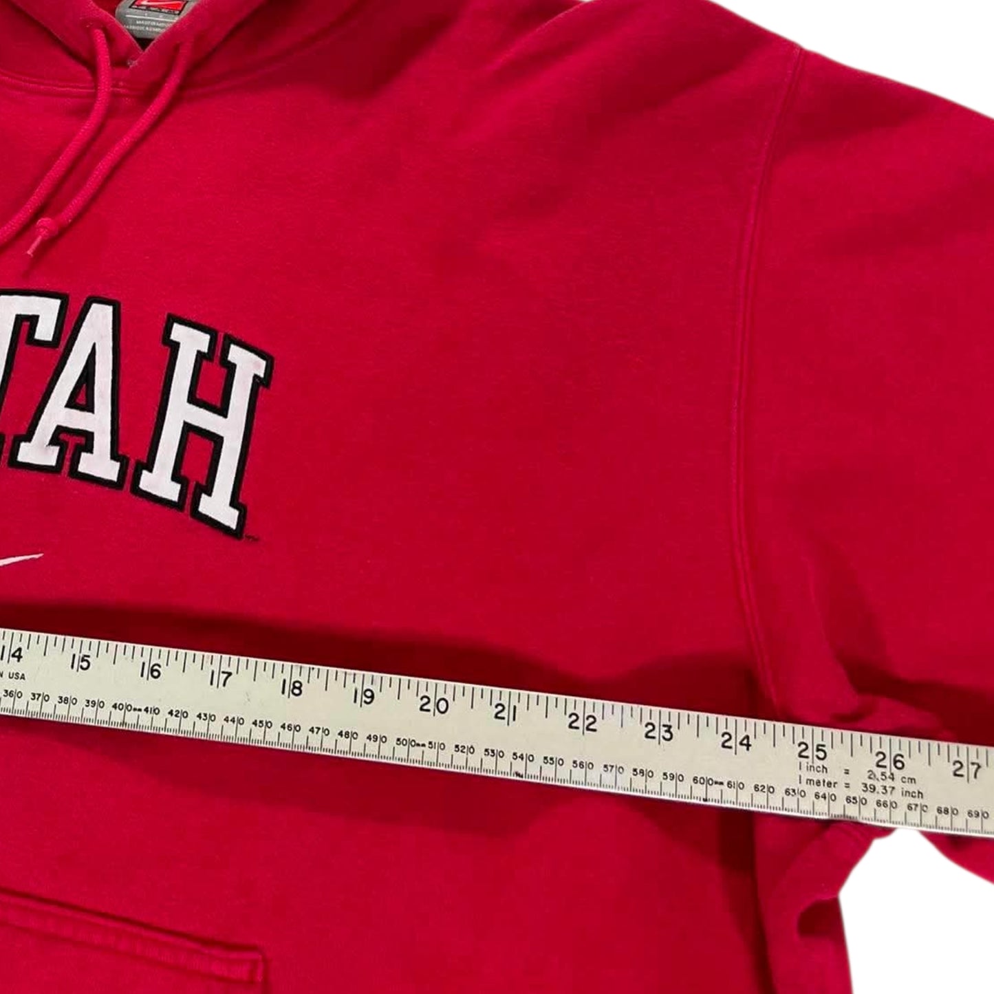 VINTAGE EMBROIDERED NIKE RED UNIVERSITY OF UTAH HOODIE (XL)