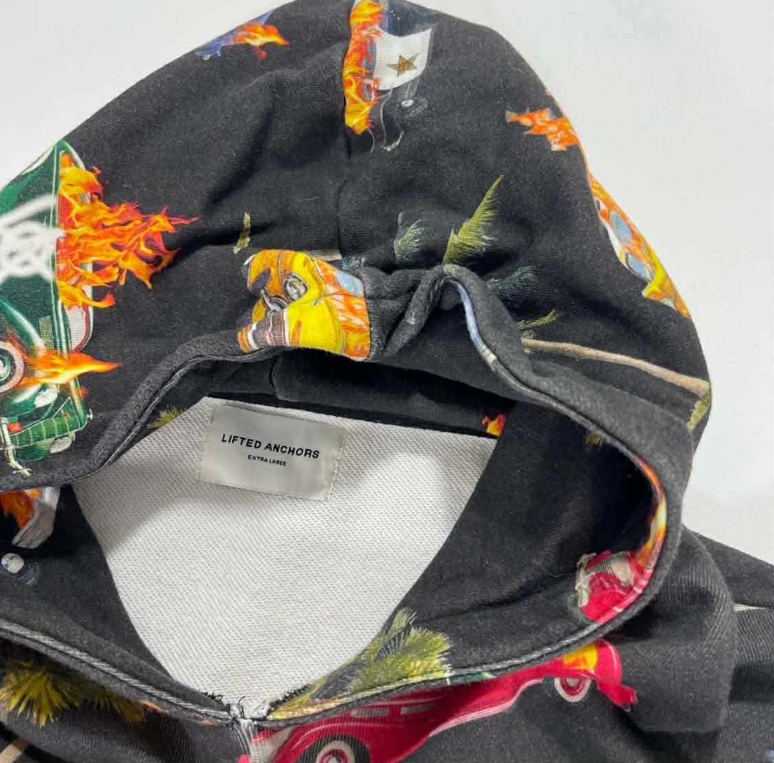 Y2K LIFTED ANCHORS BLACK FLAME CAR HOODIE (L-XXL)