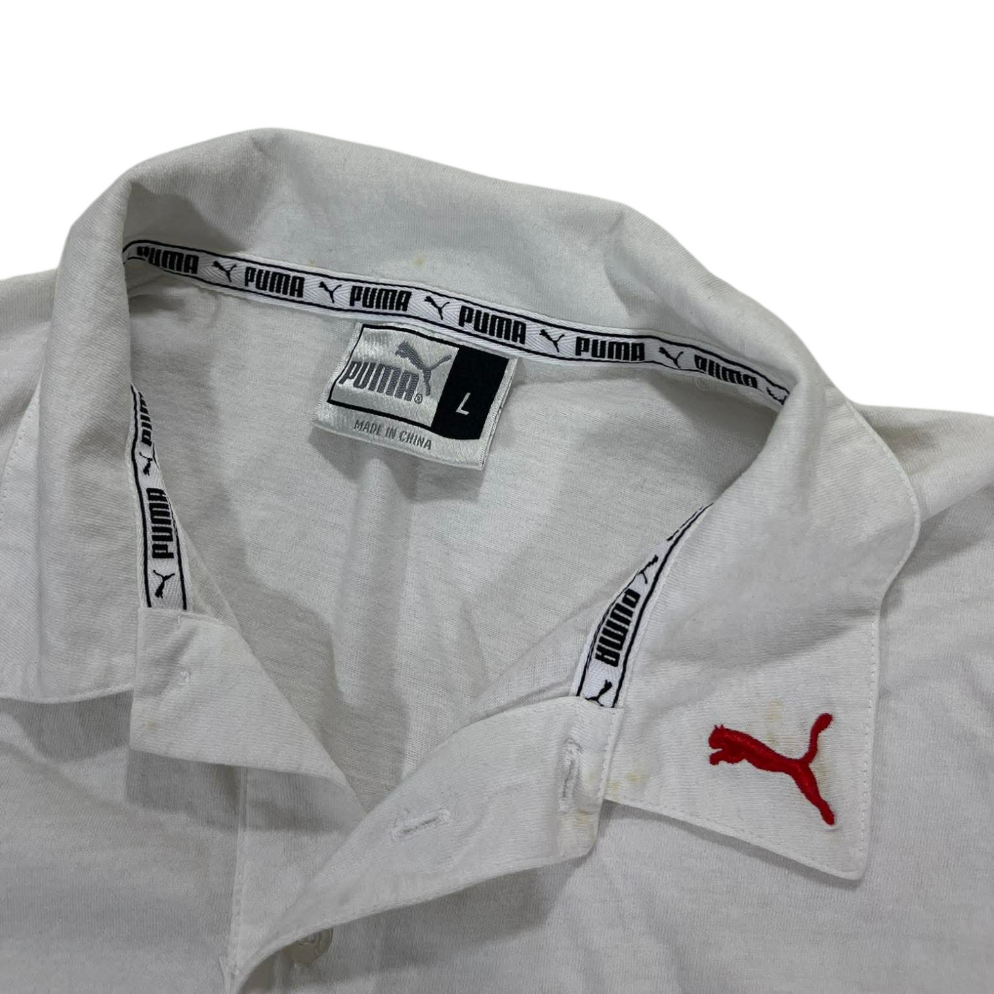 PUMA WHITE LONG SLEEVE POLO SHIRT (L)