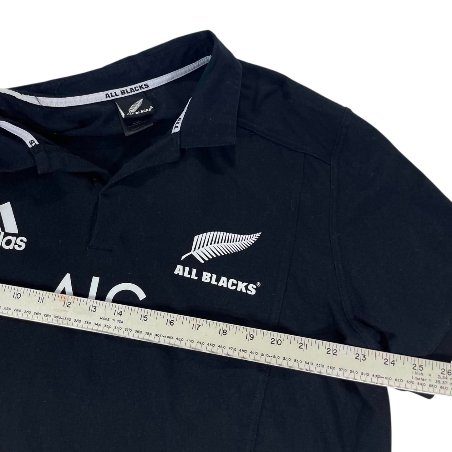 ADIDAS ALL BLACKS BLACK RUGBY POLO SHIRT (XL)