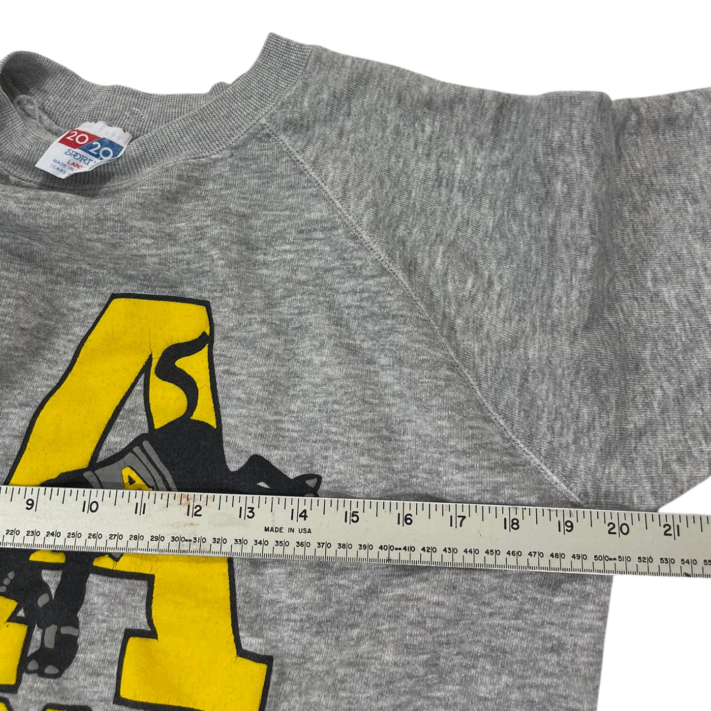 GREY & YELLOW VINTAGE 90s ARMY CREWNECK SWEATSHIRT (L)