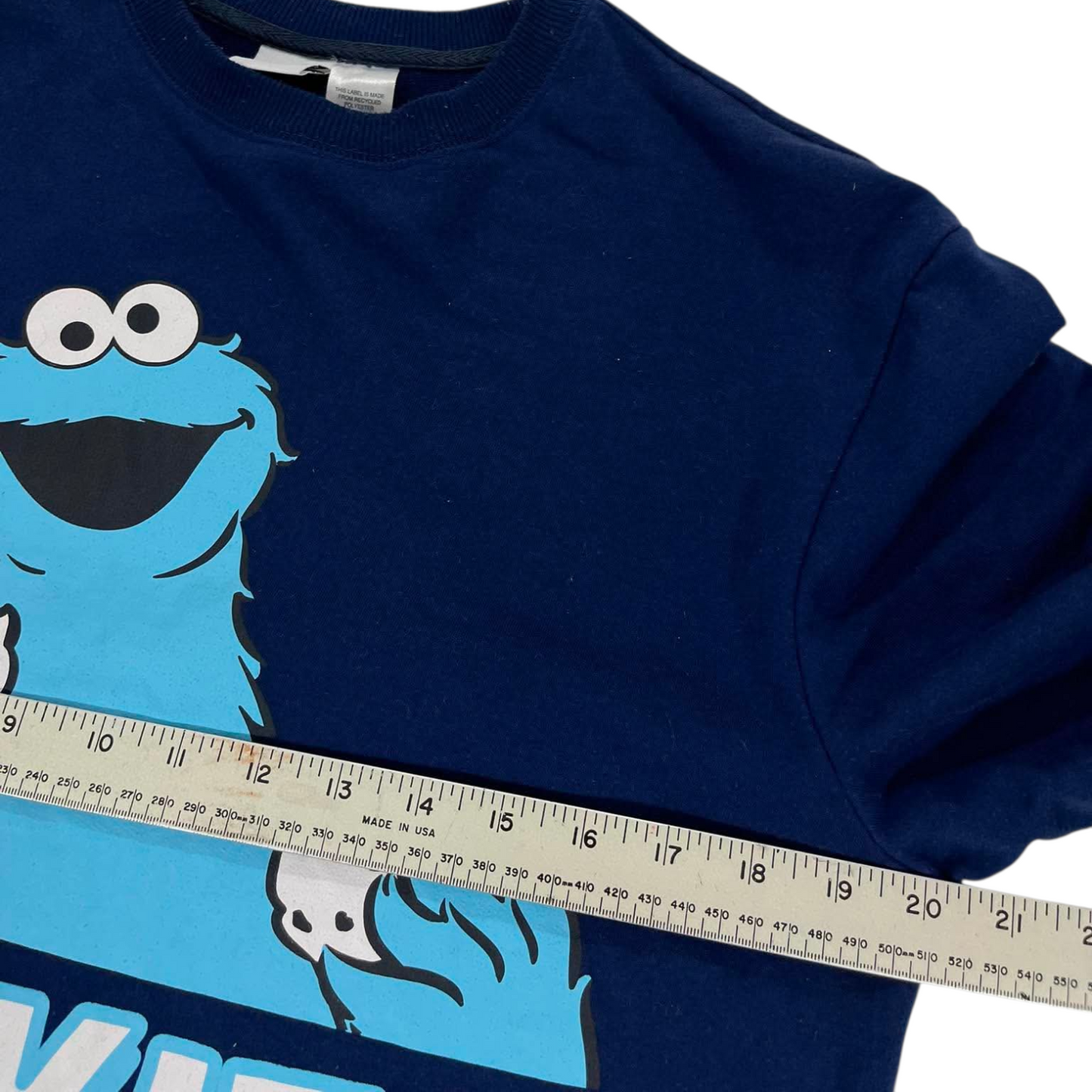 SESAME STREET COOKIE MONSTER BLUE CREWNECK SWEATSHIRT (M)