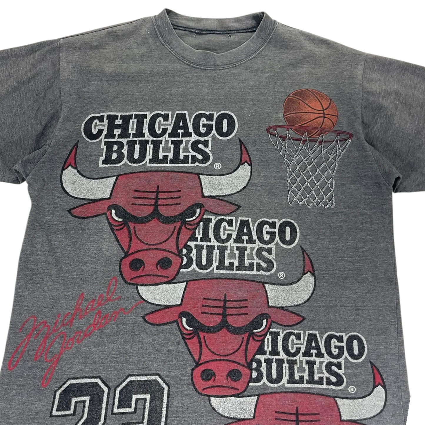 VINTAGE CHICAGO BULLS GREY MICHAEL JORDAN T-SHIRT (M)