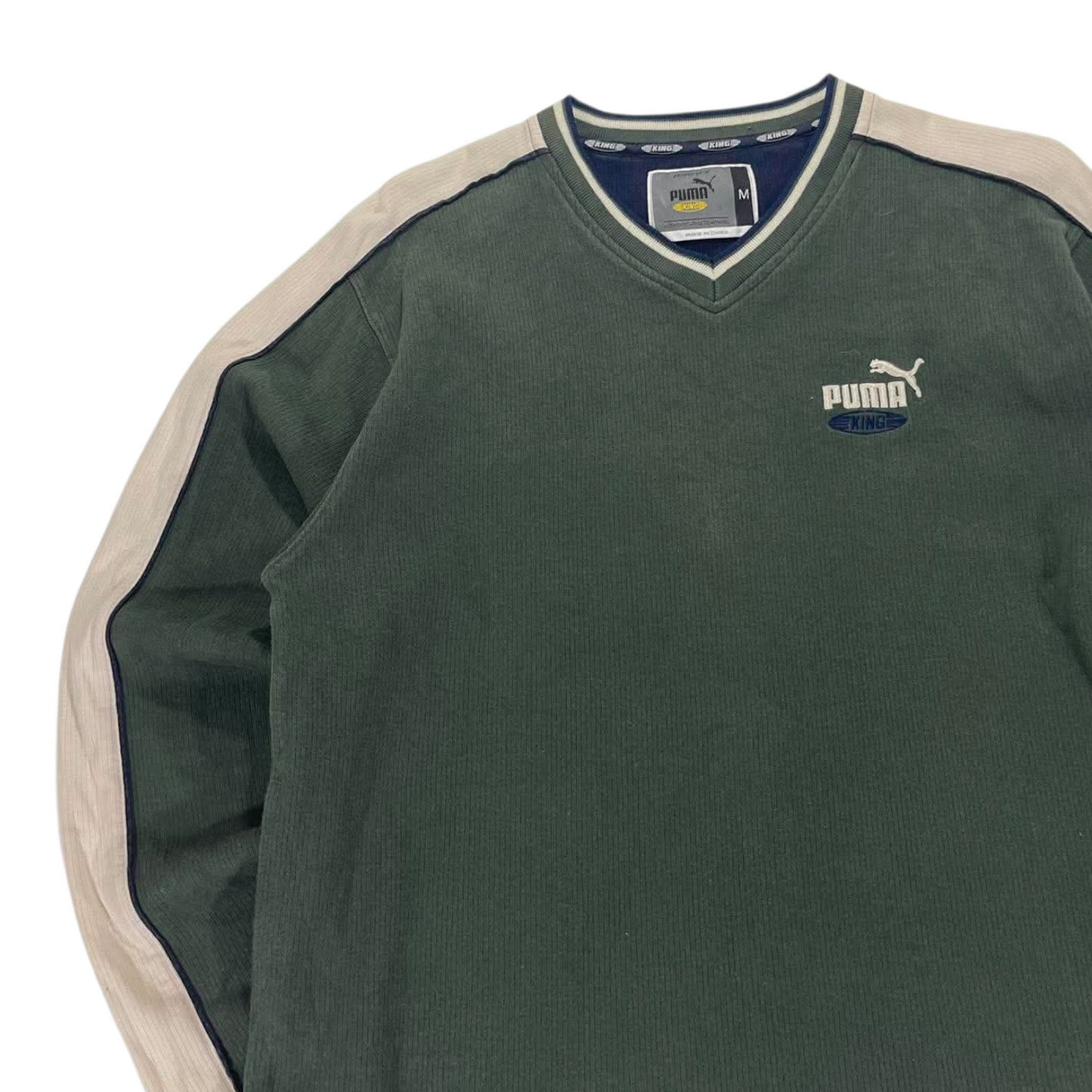 VINTAGE PUMA GREEN LONG SLEEVE SHIRT (M-L)