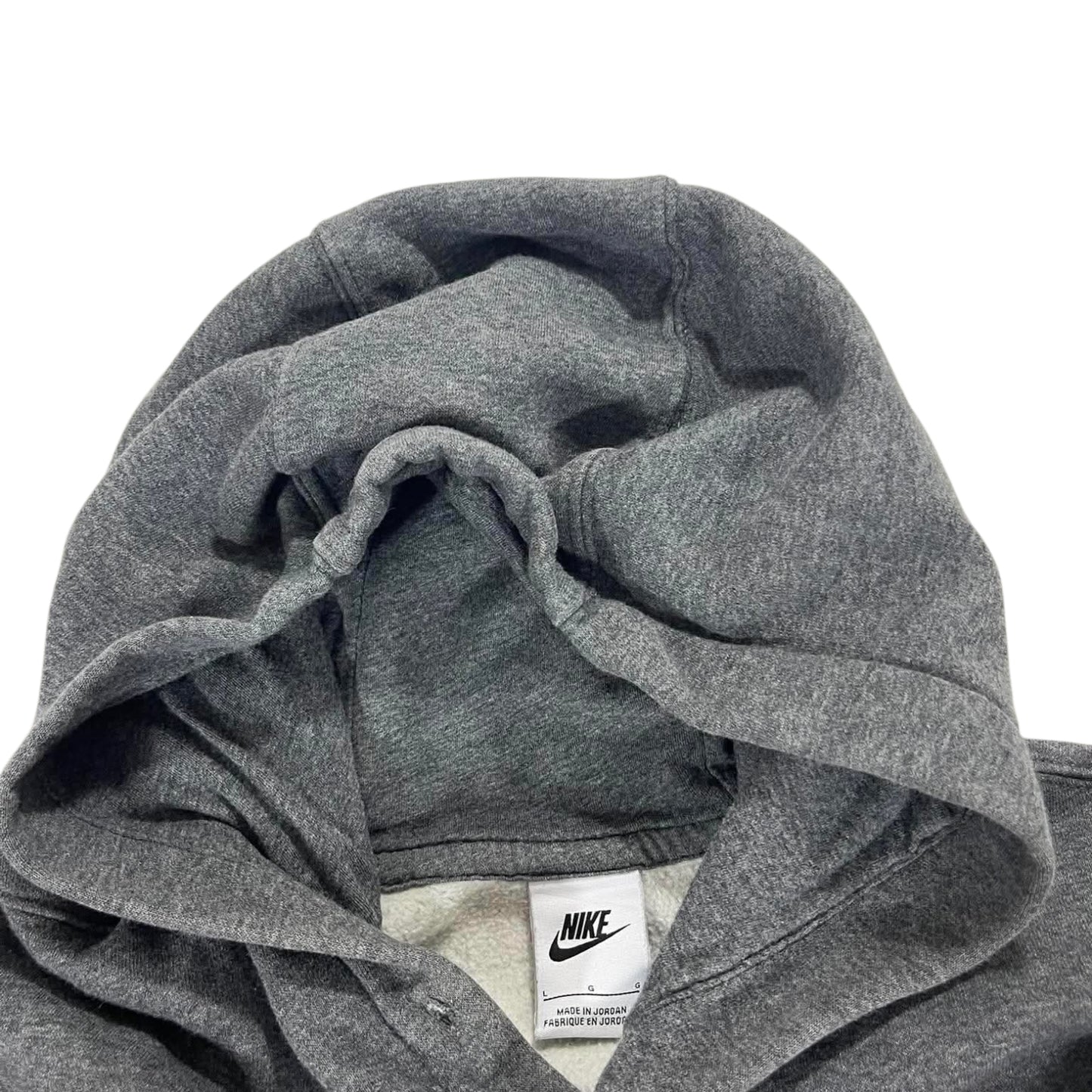 NIKE GREY HOODIE WITH EMBROIDERED LOGO (L)
