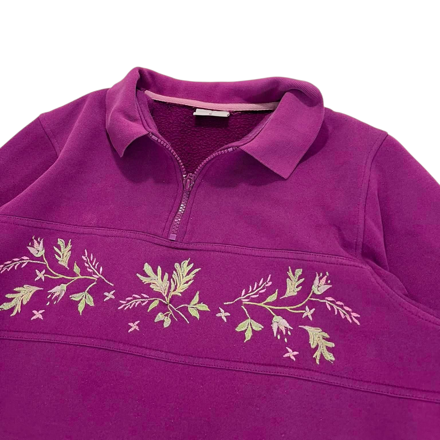 EMBROIDERED PICK BERRY PURPLE QUARTER ZIP (M)