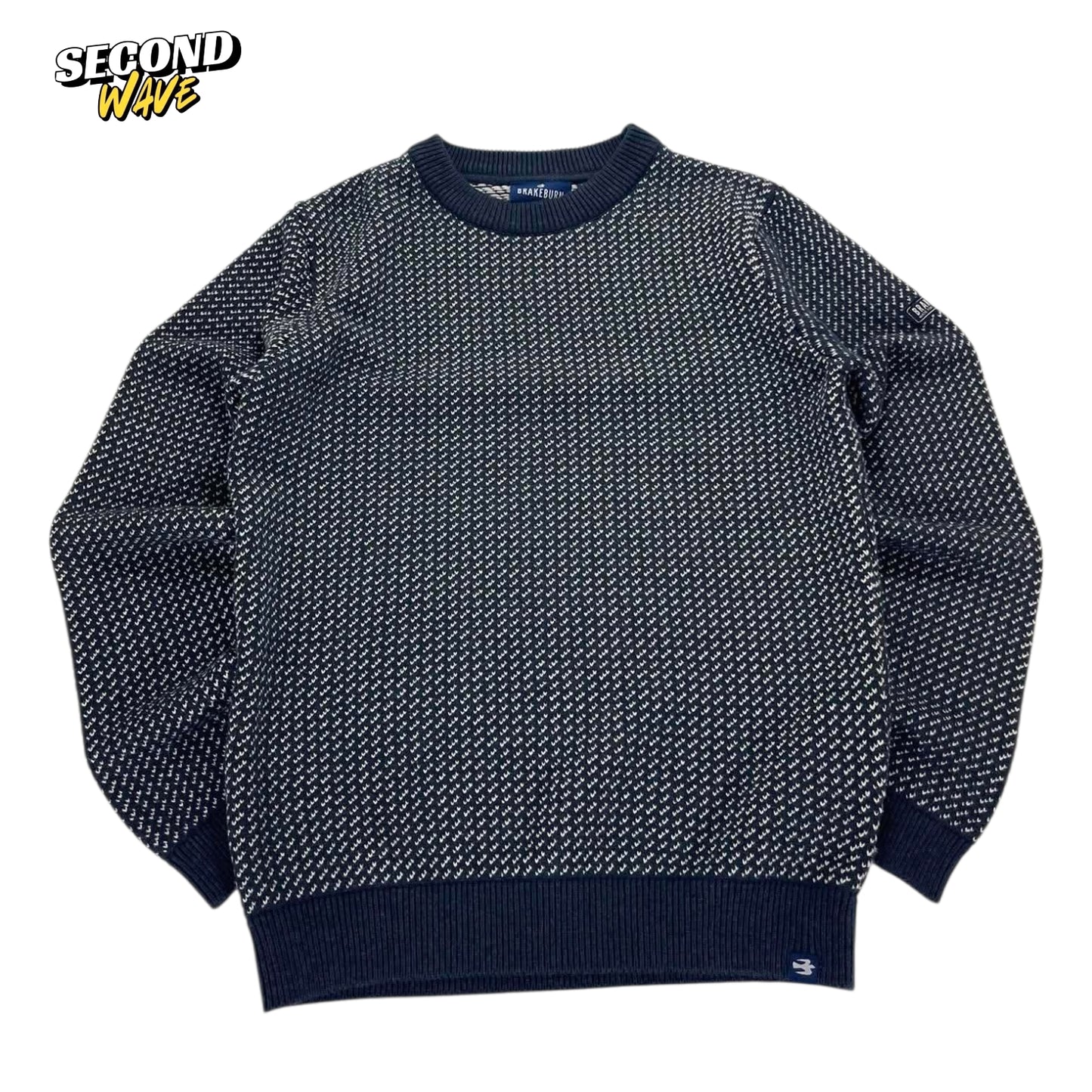 VINTAGE BRAKEBURN NAVY BLUE KNITTED JUMPER (L)
