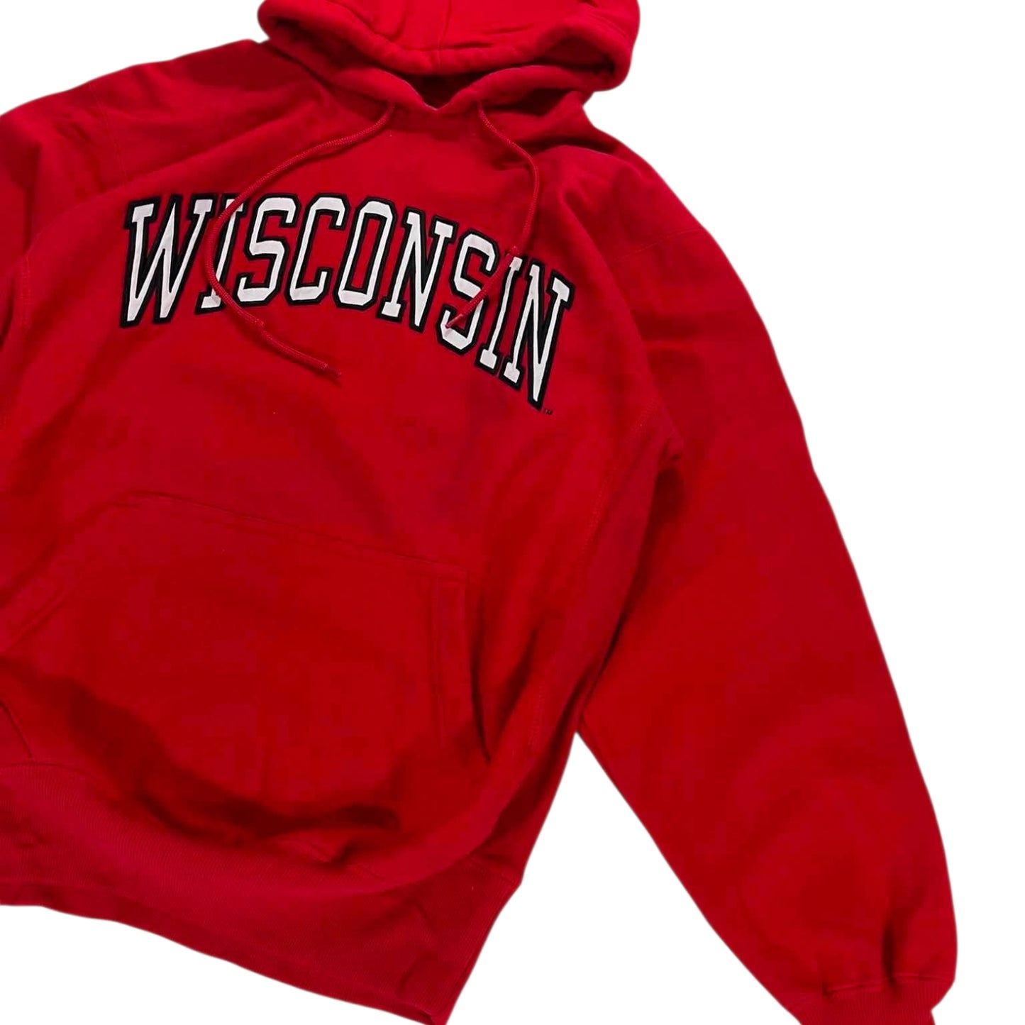 VINTAGE EMBROIDERED RED WISCONSIN BADGERS HOODIE (M)