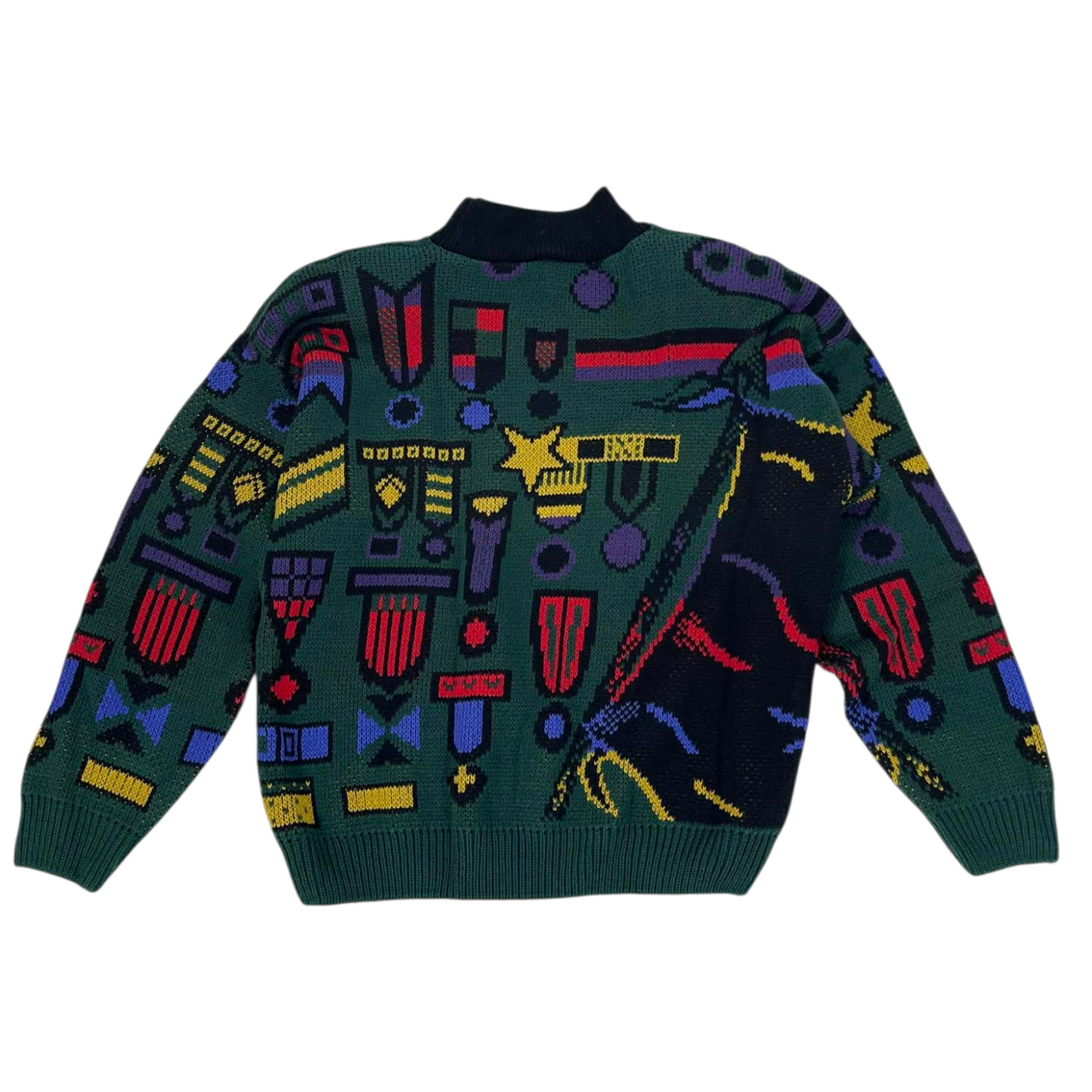 ITALIAN AFFAIR GREEN MULTI COLOURED SWEATER (S-M)