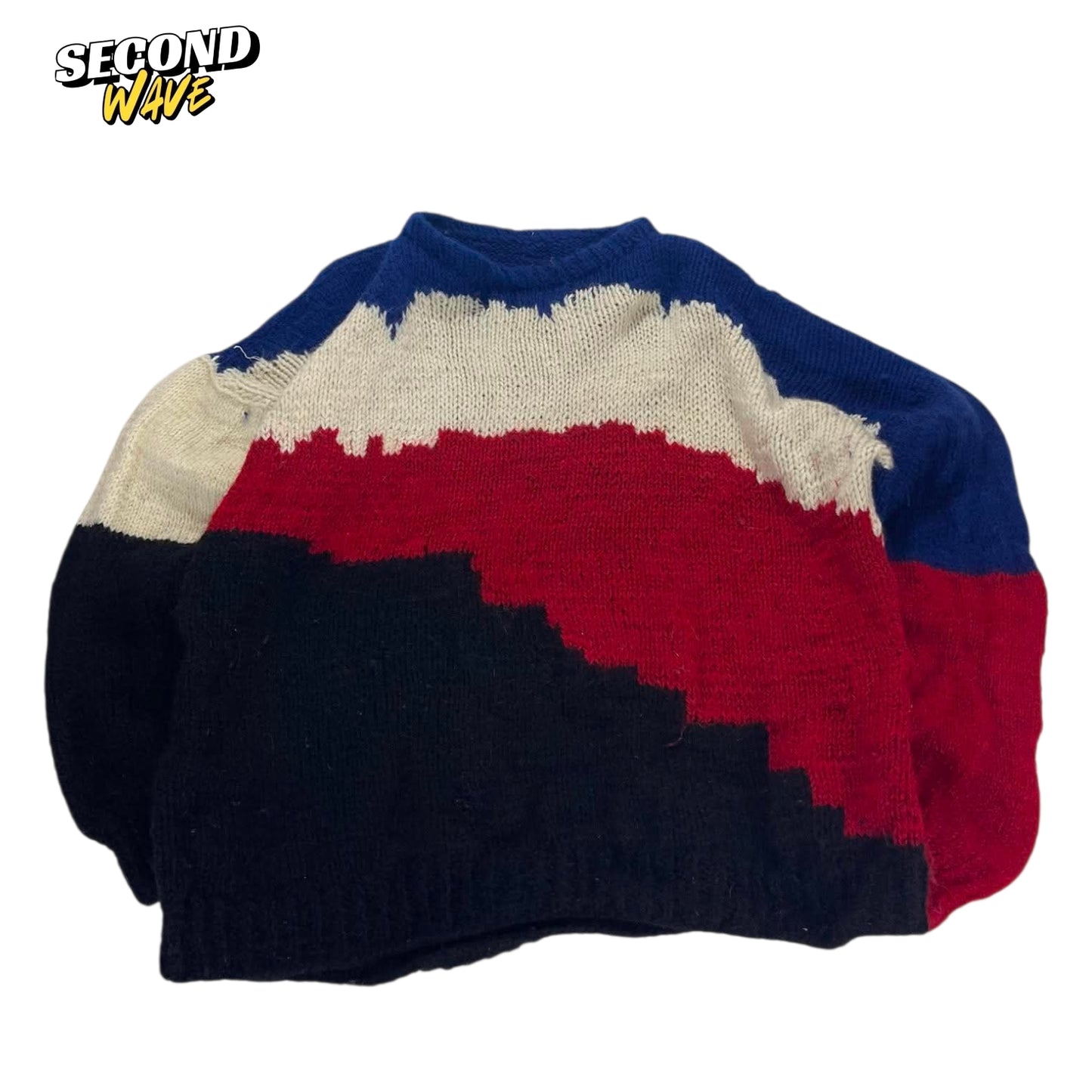 90S RED AND BLUE STRIPED SWEATER (M)