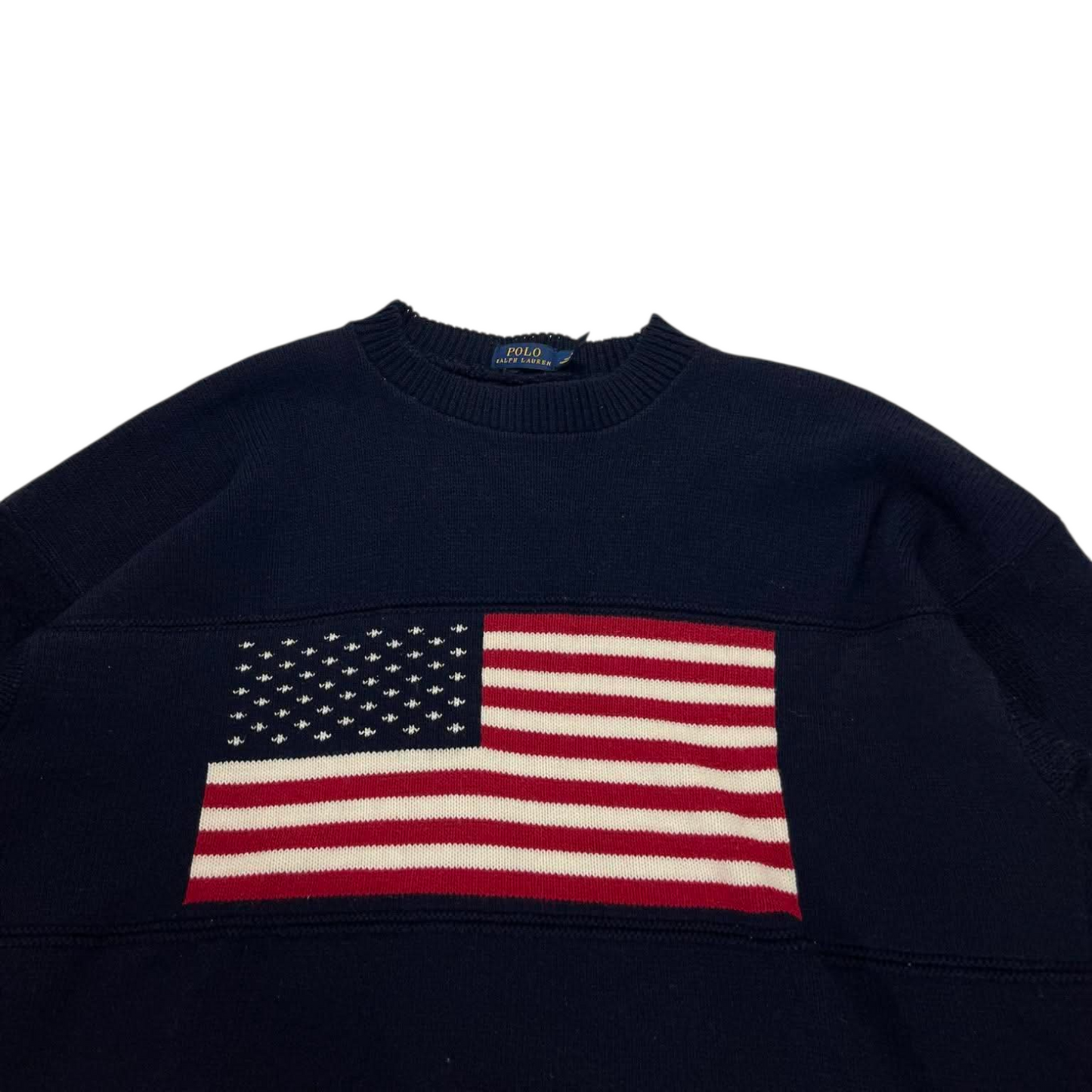 VINTAGE 100% COTTON RALPH LAUREN AMERICAN FLAG SWEATER (M)