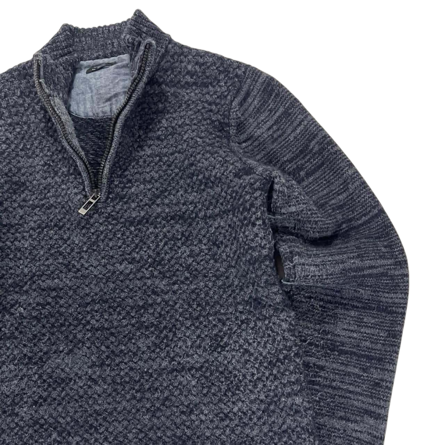 BERLIN NAVY BLUE QUARTER ZIP SWEATER (M)