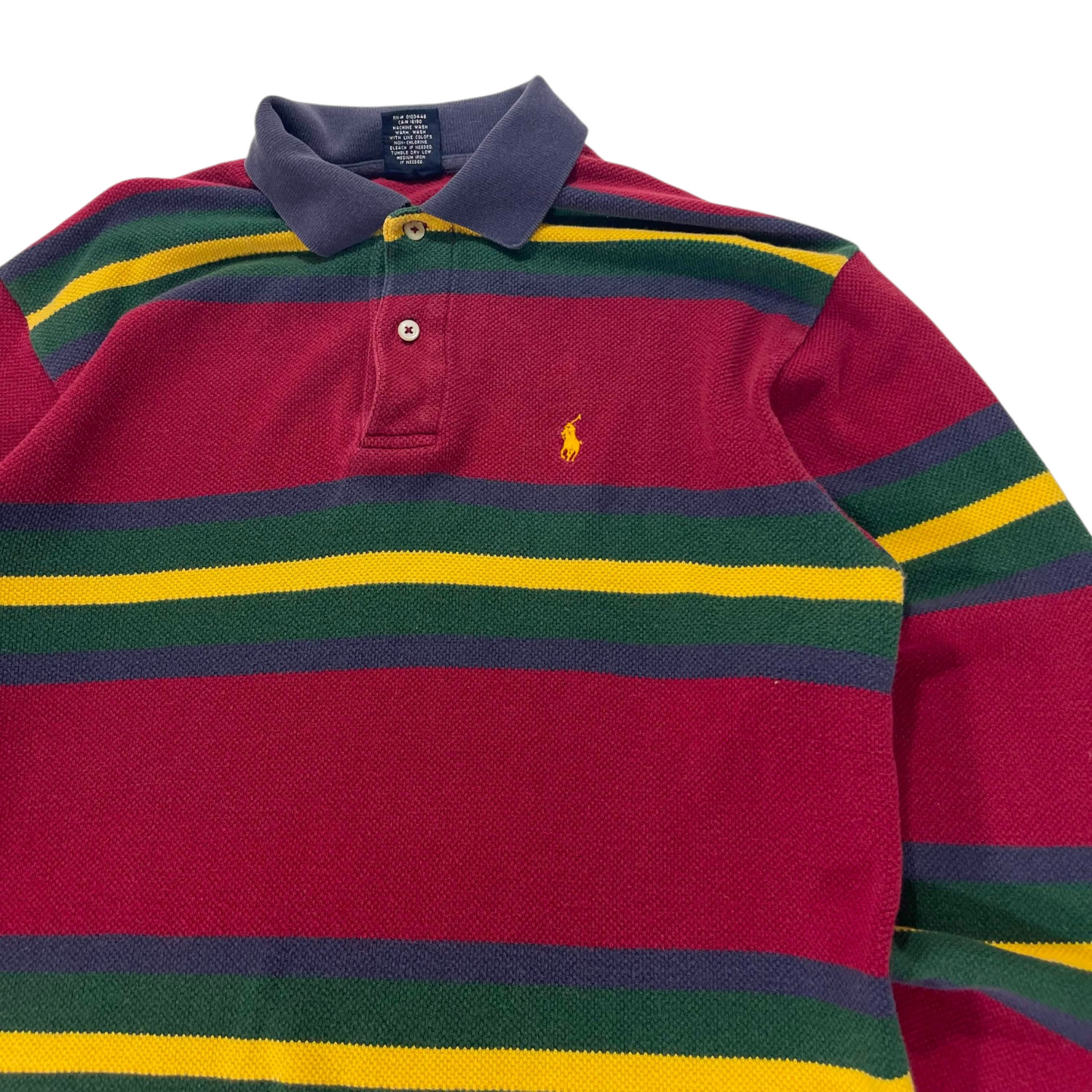 POLO RALPH LAUREN STRIPED COTTON POLO SHIRT (L)