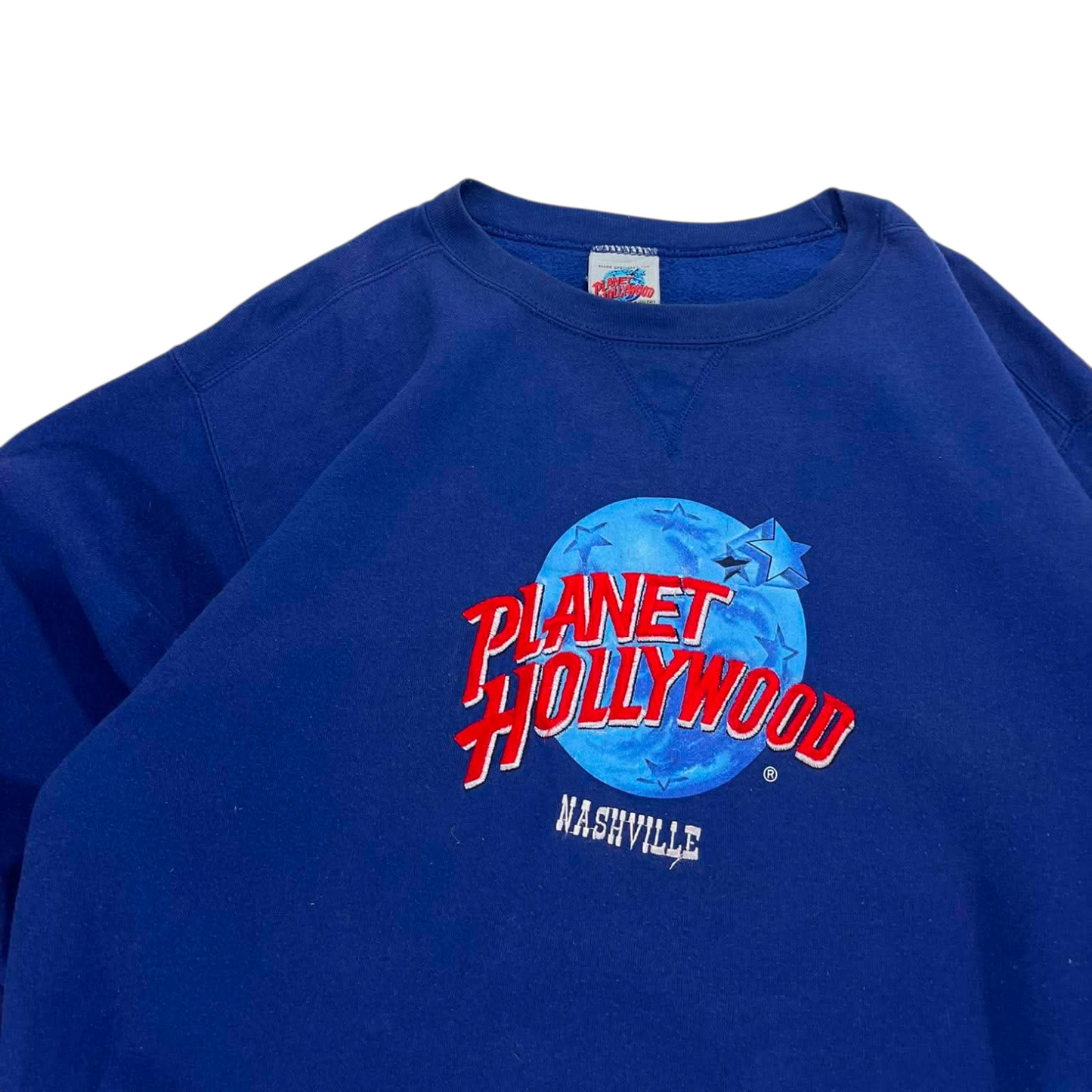 90S PLANET HOLLYWOOD EMBROIDERED NASHVILLE BLUE SWEATSHIRT (L)