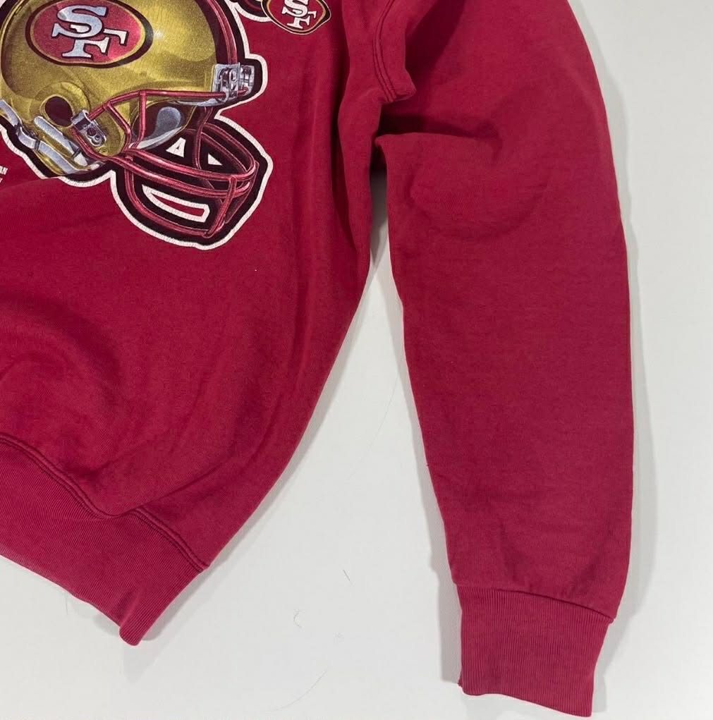 VINTAGE HELMET SAN FRANCISCO 49ERS RED CREWNECK SWEATSHIRT (M)