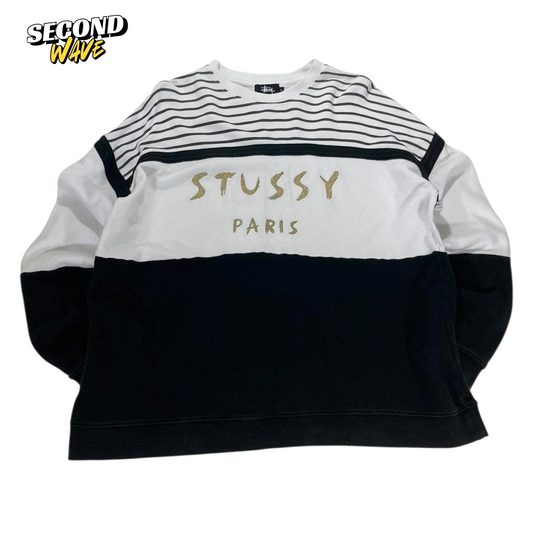 STUSSY PARIS WHITE AND BLACK STRIPED SWEATSHIRT (14)
