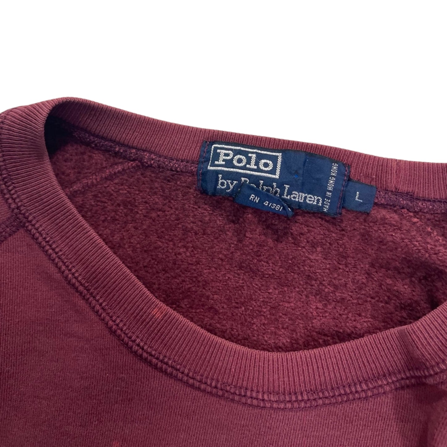 TRASHED POLO RALPH LAUREN BURGUNDY CREWNECK (L)