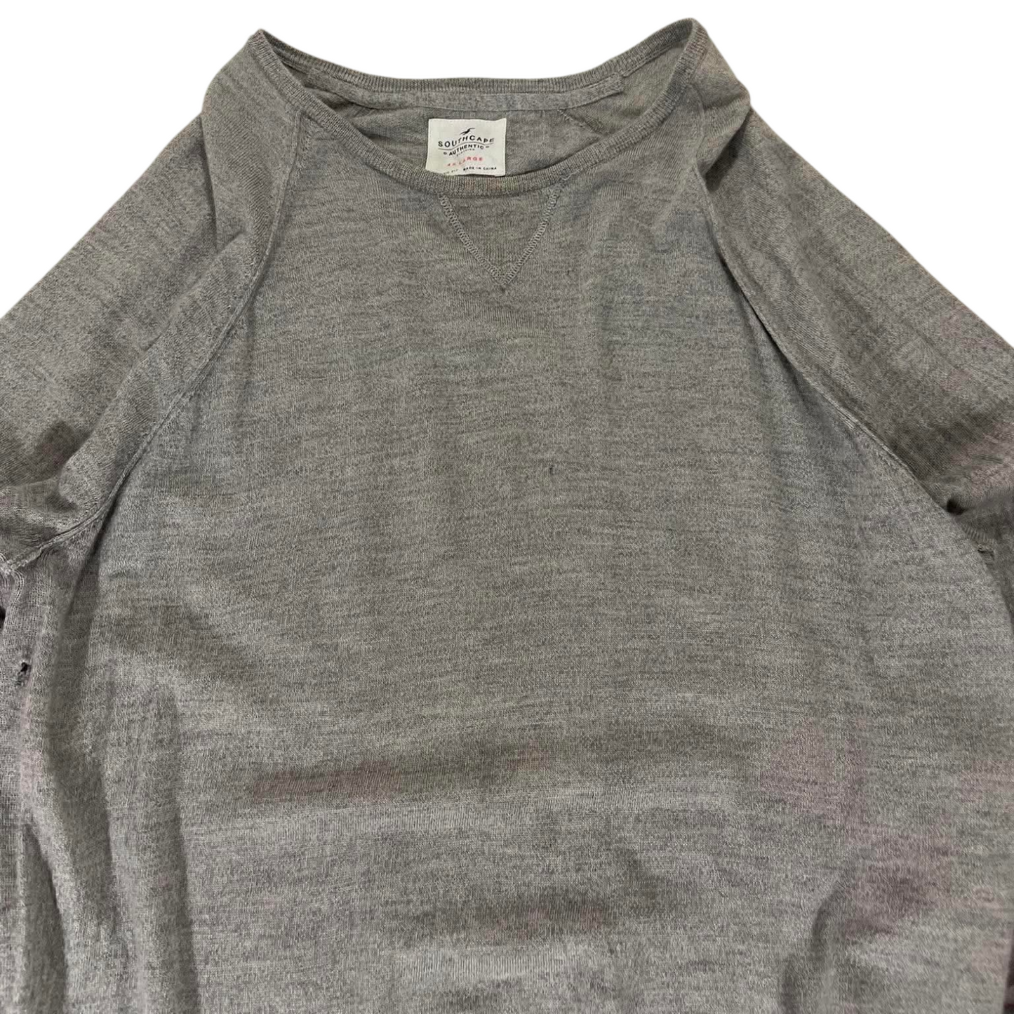 PURE MWRINO WOOL SOUTH CAPE GREY LONG SLEEVE SHIRT (XL)