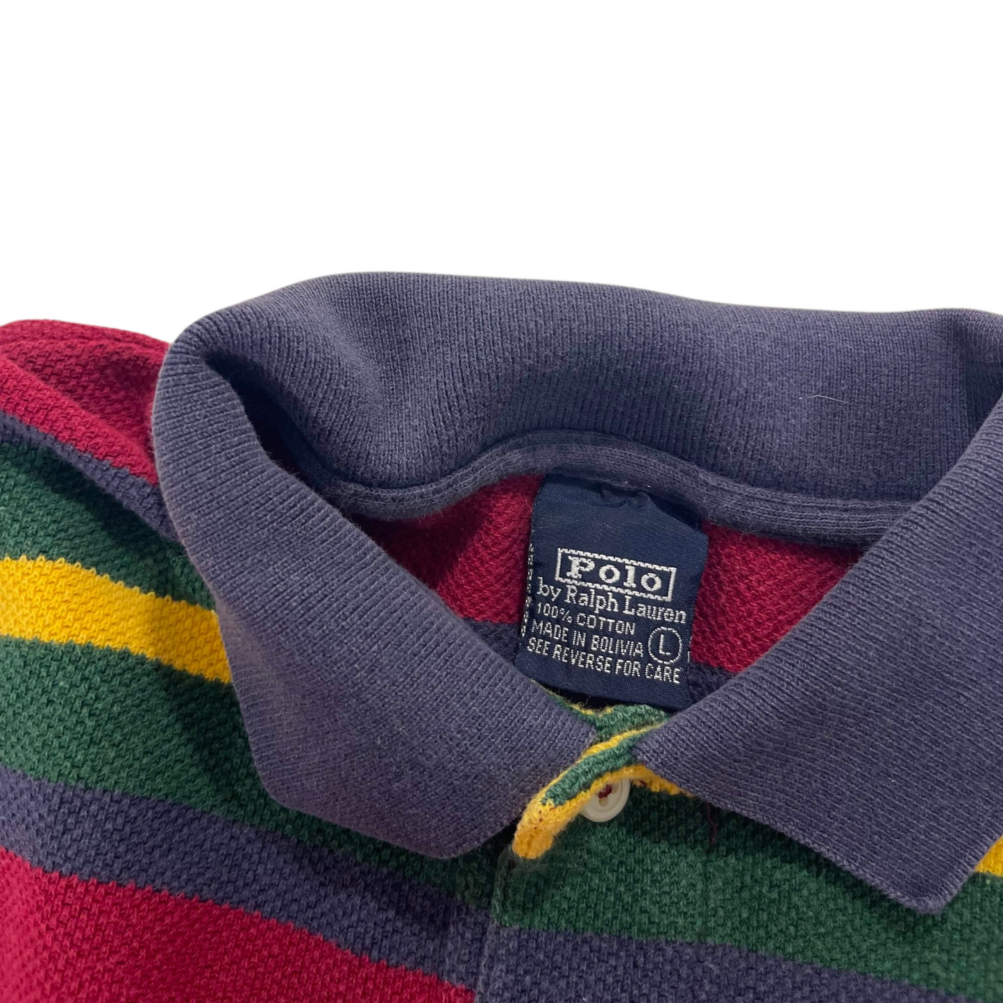 POLO RALPH LAUREN STRIPED COTTON POLO SHIRT (L)
