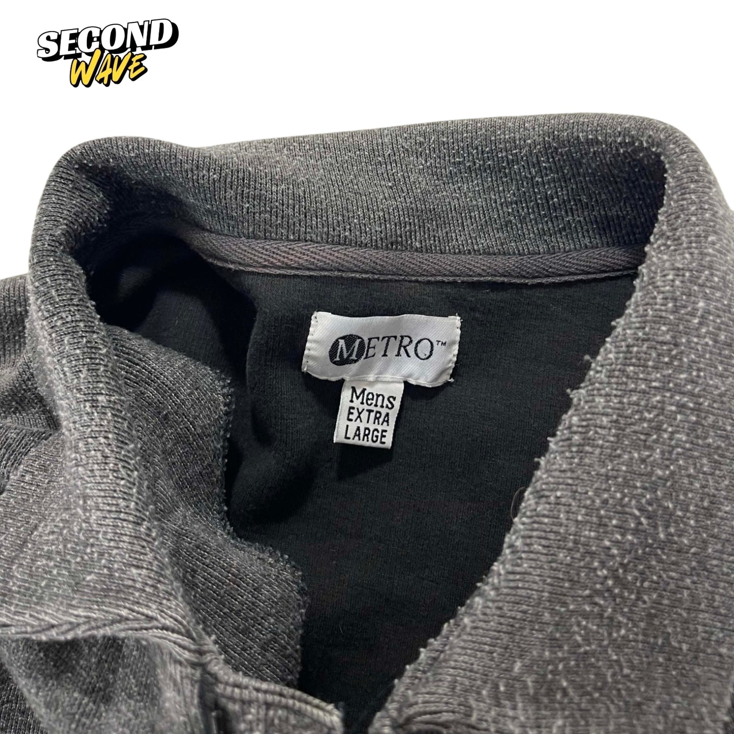 METRO GREY LONG SLEEVE QUARTERZIP POLO (XL)