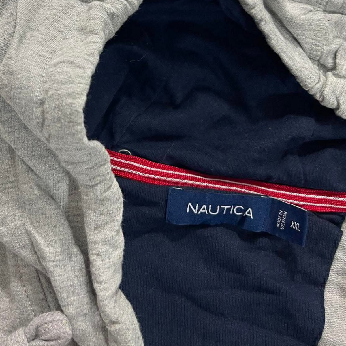 NAUTICA GREY ZIP UP HOODIE (BEST FIT L - XL)