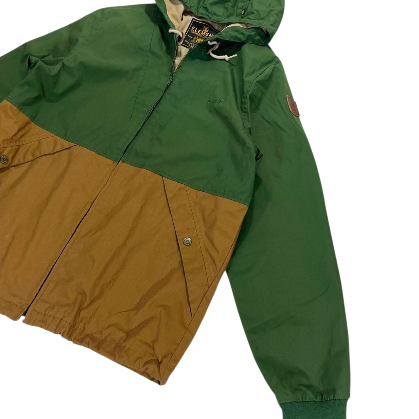 ELEMENT GREEN AND BROWN JACKET WITH HOOD (L)