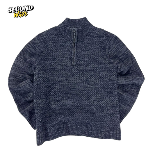 BERLIN NAVY BLUE QUARTER ZIP SWEATER (M)