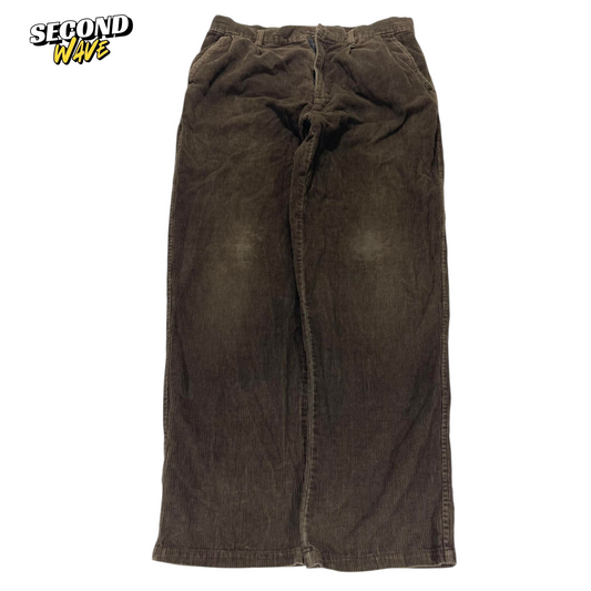 VINTAGE CHISEL BROWN CORDUROY TROUSERS WITH A RELAXED FIT (34)