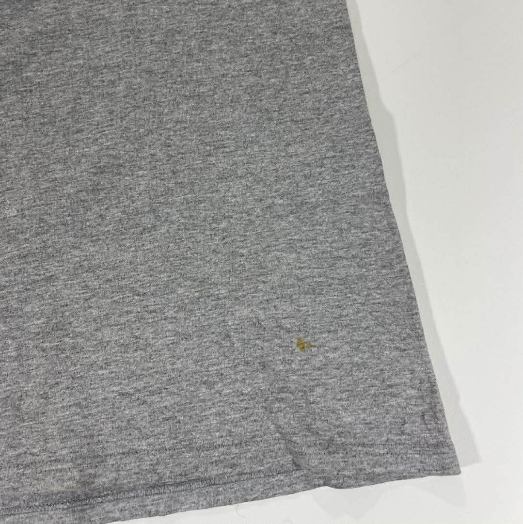 VINTAGE NIKE GREY COTTON T-SHIRT WITH BLUE SWOOSH (L)