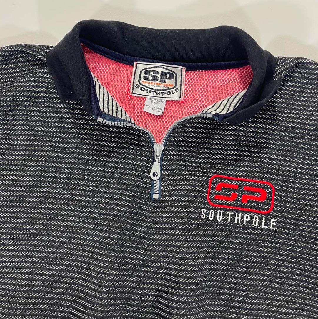 VINTAGE SOUTHPOLE RED& BLACK MESH QUARTER ZIP (L)