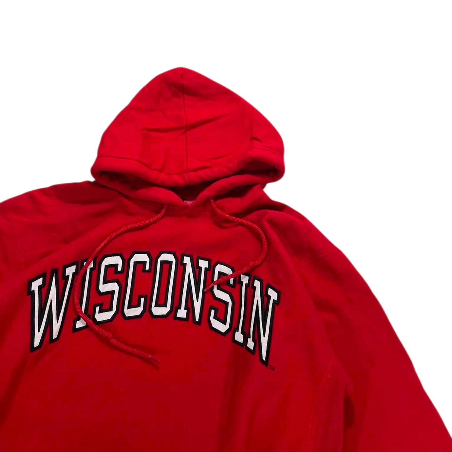 VINTAGE EMBROIDERED RED WISCONSIN BADGERS HOODIE (M)