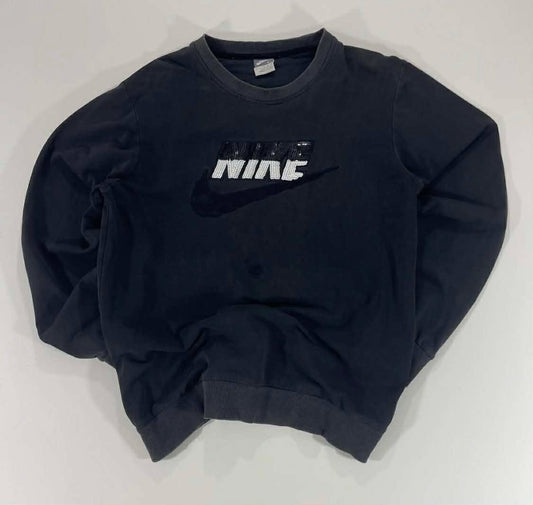 VINTAGE NIKE BLACK CREWNECK SWEATSHIRT WITH WHITE LOGO (L)