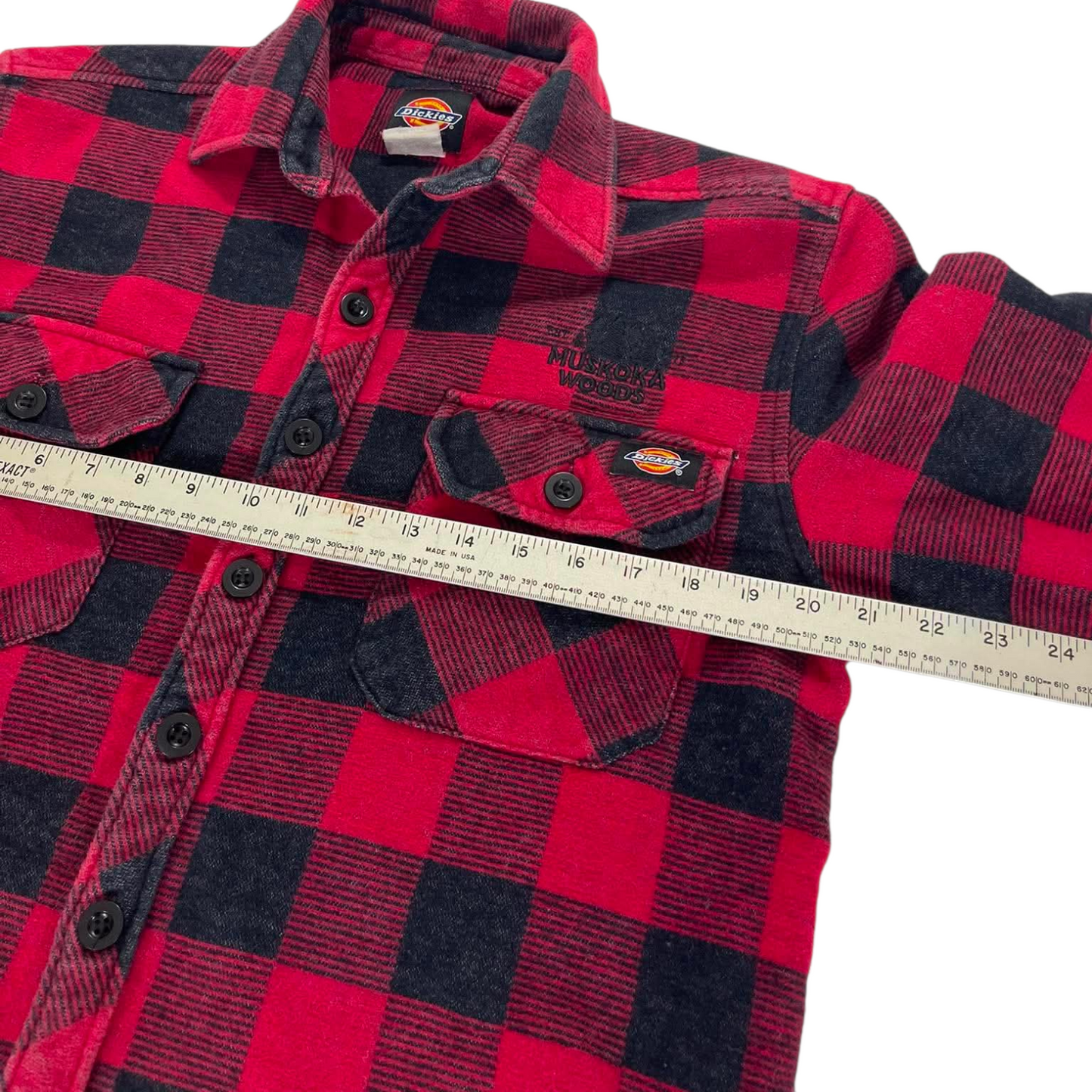 VINTAGE DICKIES RED & BLACK PLAID SHIRT (M-L)