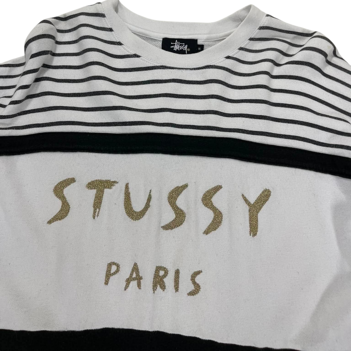 STUSSY PARIS WHITE AND BLACK STRIPED SWEATSHIRT (14)