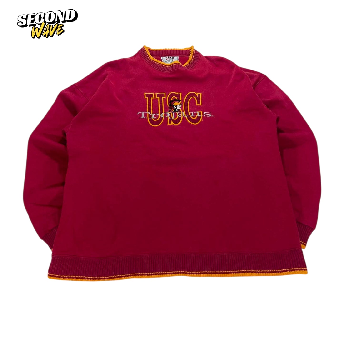 90S USC TROJANS EMBROIDERED RED CREWNECK (XL)