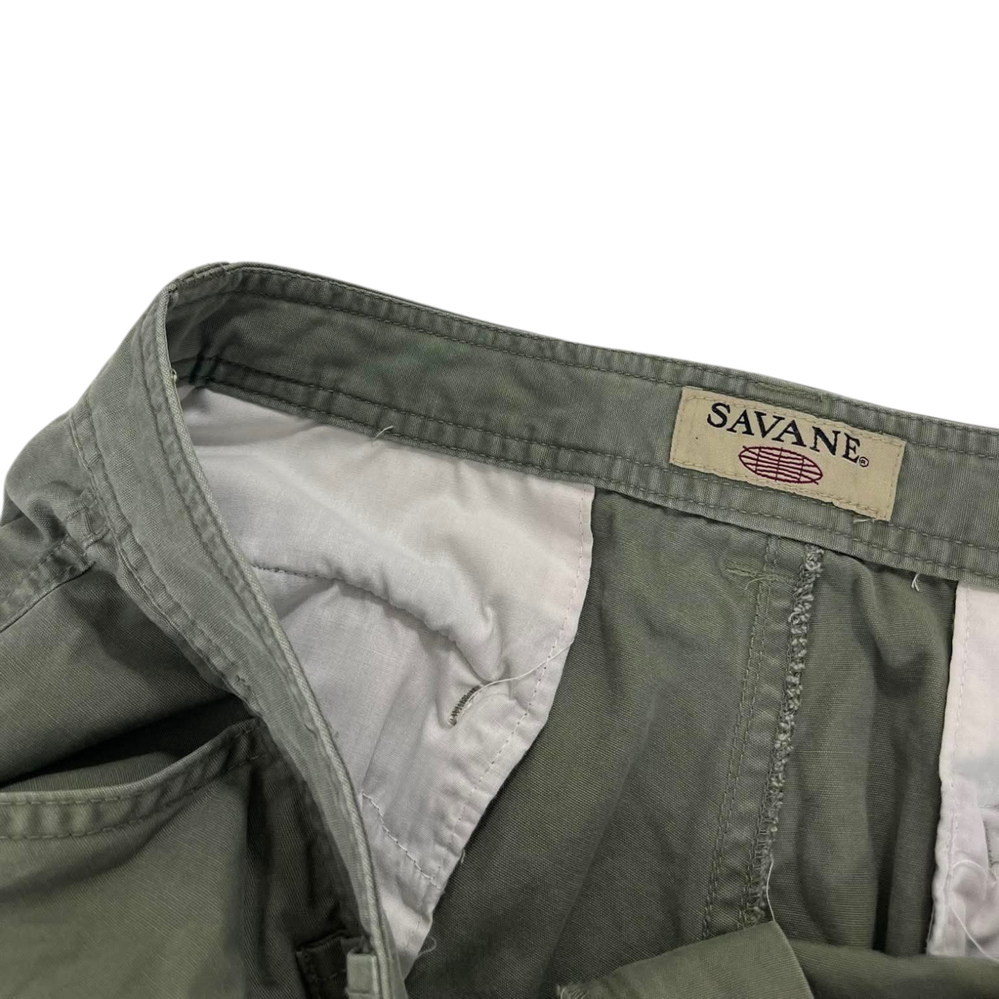 VINTAGE SAVANE GREEN CARGO SHORTS (34)