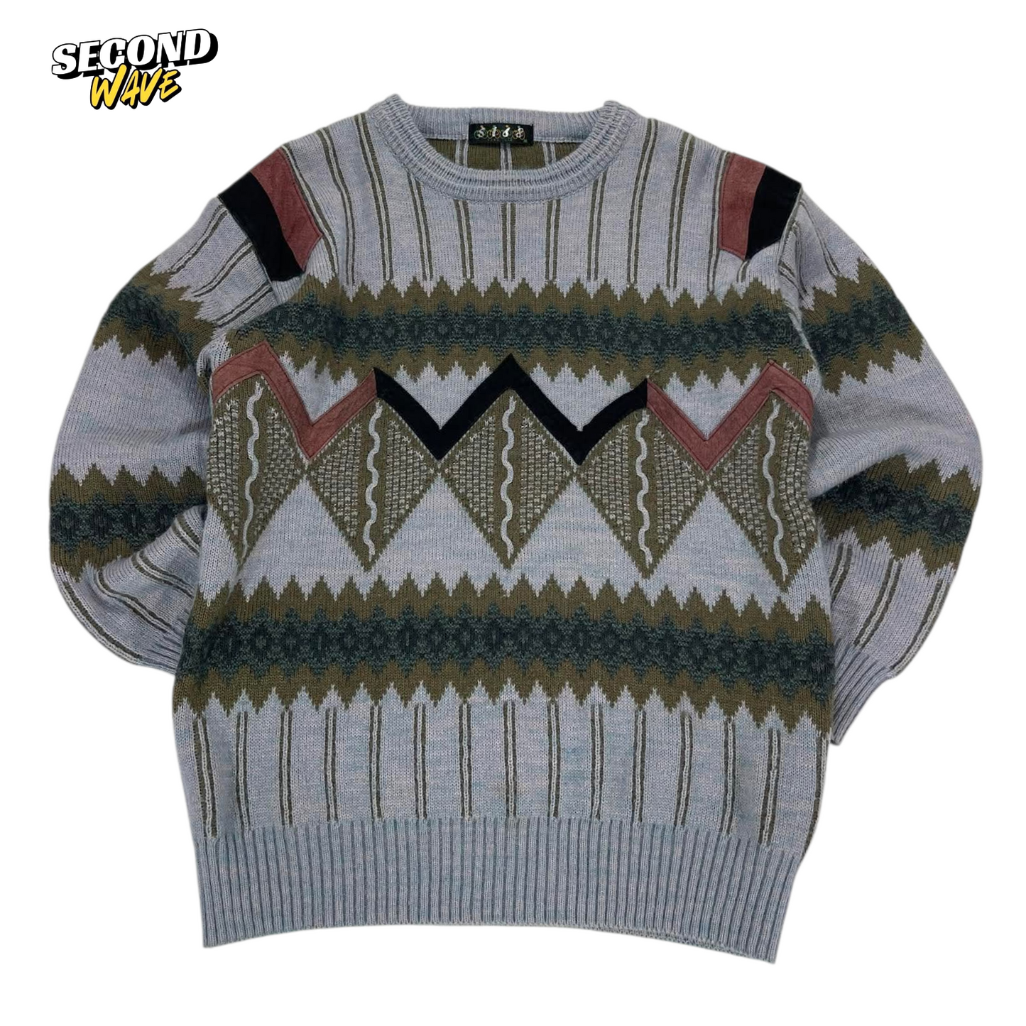 90S MULTICOLOURED PATTERNED SWEATER (L)