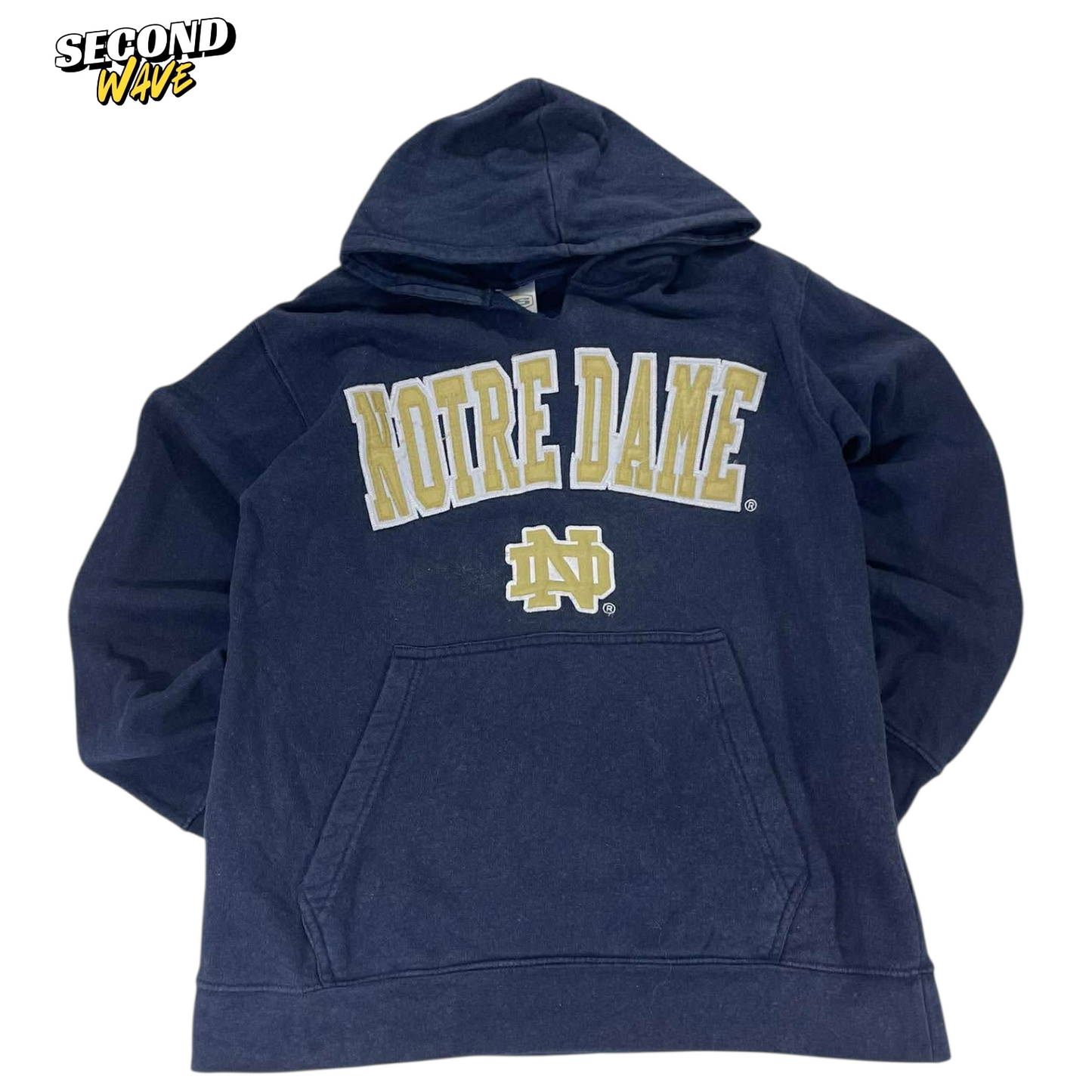 VINTAGE NOTRE DAME HOODIE WITH EMBROIDED LOGO (S-M)