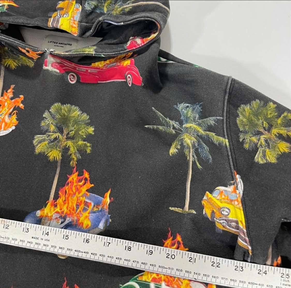 Y2K LIFTED ANCHORS BLACK FLAME CAR HOODIE (L-XXL)