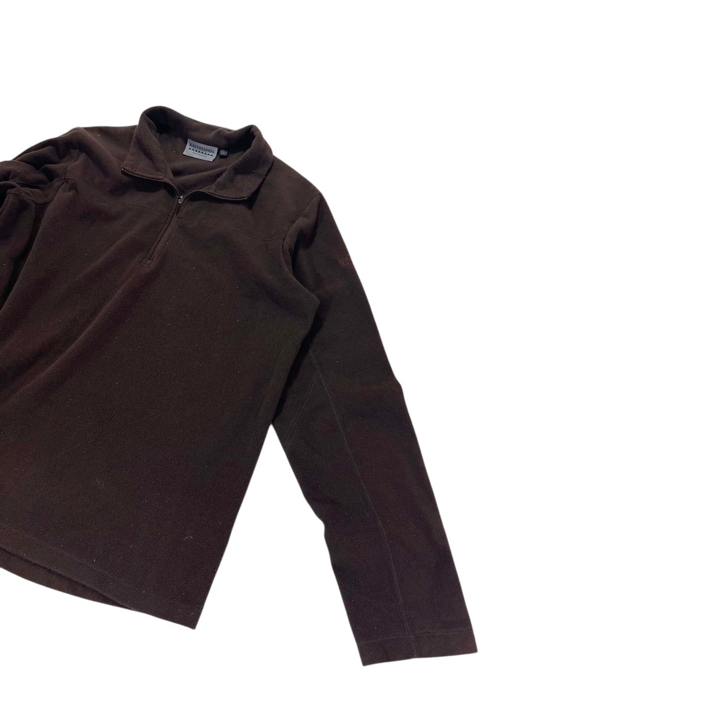 VINTAGE KATHMANDU BROWN POLYESTER FLEECE QUARTER ZIP (L)