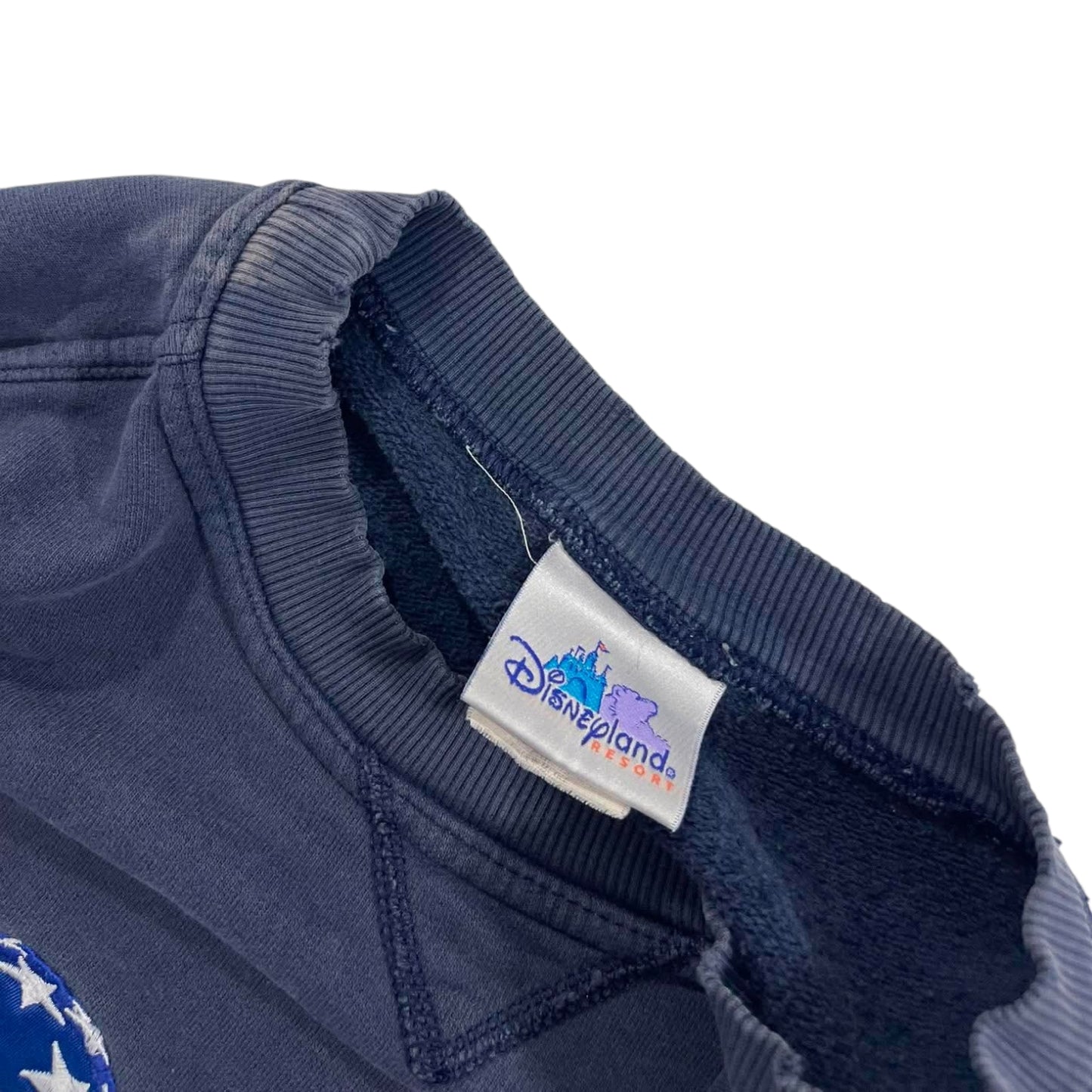 TRASHED DISNEYLAND RESORT SWEATSHIRT WITH AMERICAN FLAG DESIGN (L)