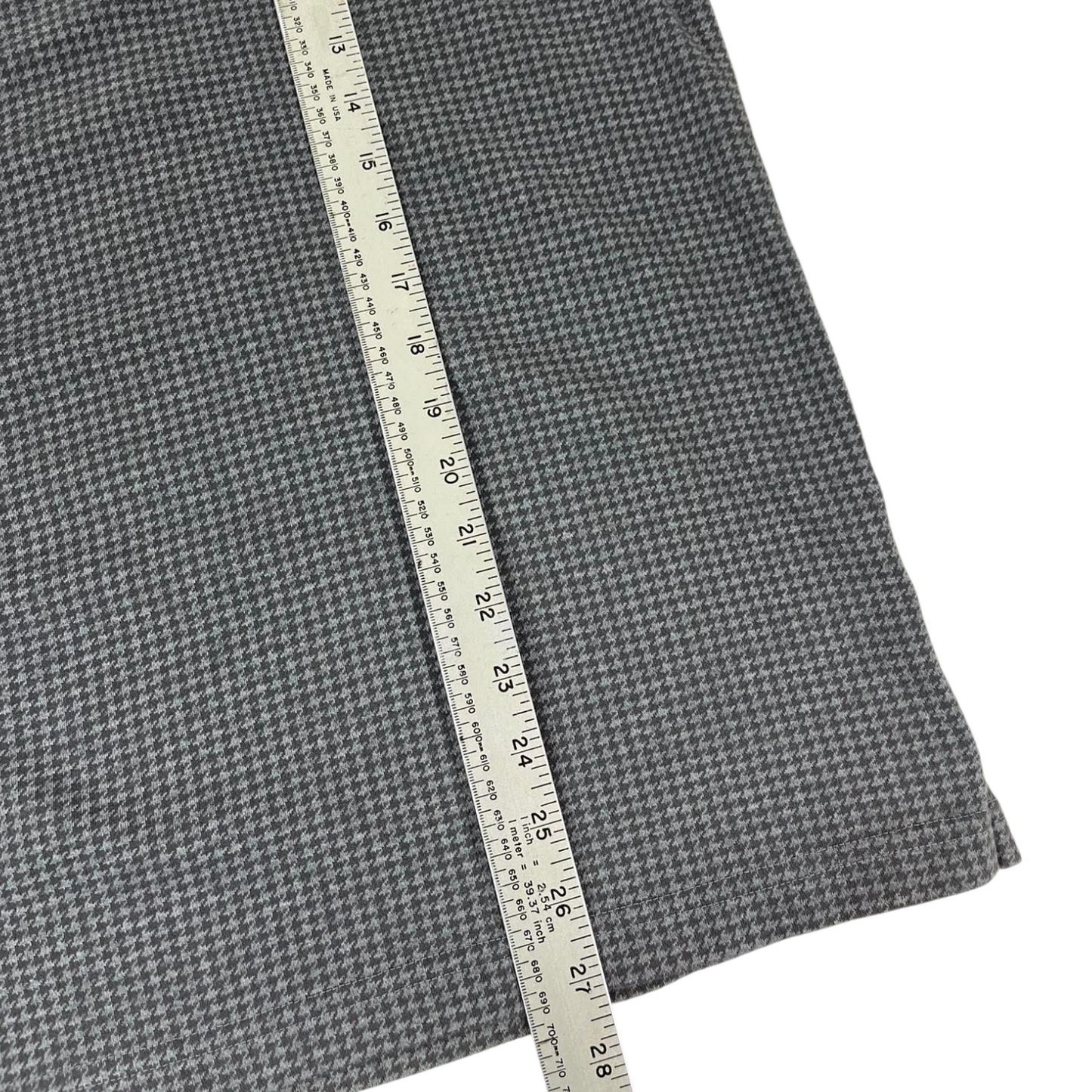 LANDS 'END GREY HOUNDSTOOTH LONG SLEEVE POLO SHIRT (M)