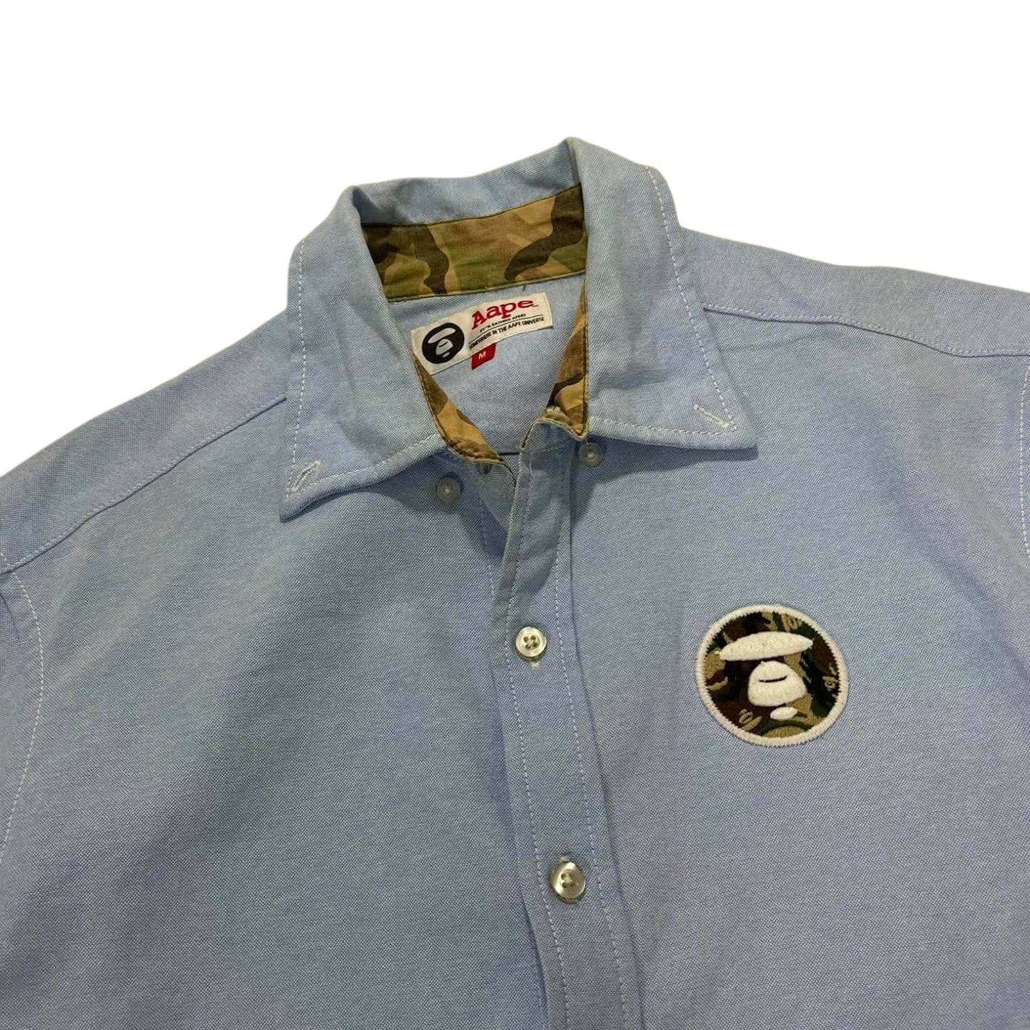 AAPE A BATHING APE BLUE BUTTON UP (M)