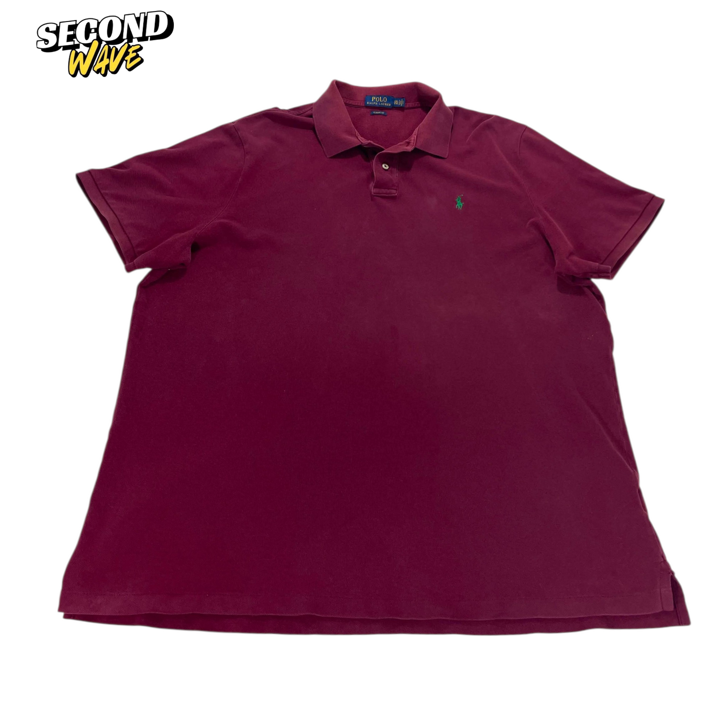 POLO RALPH LAUREN BURGUNDY POLO SHIRT (XL)