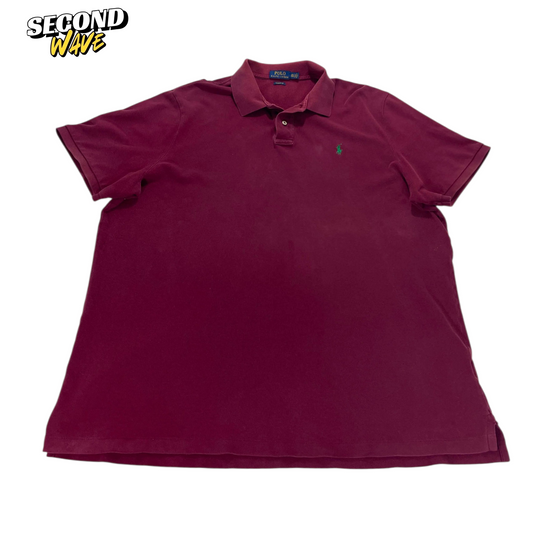 POLO RALPH LAUREN BURGUNDY POLO SHIRT (XL)