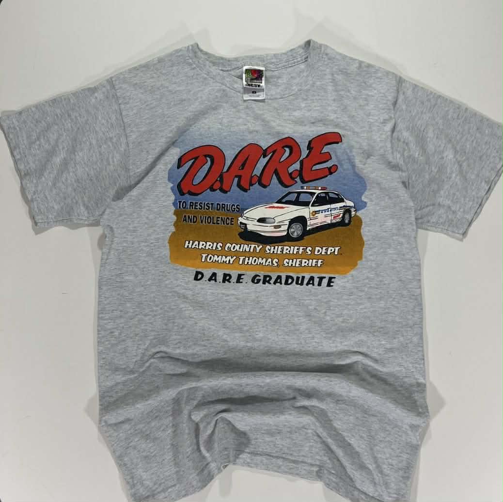 90s DARE TO RESIST DRUGS AND VIOLENCE GREY T-SHIRT (M)