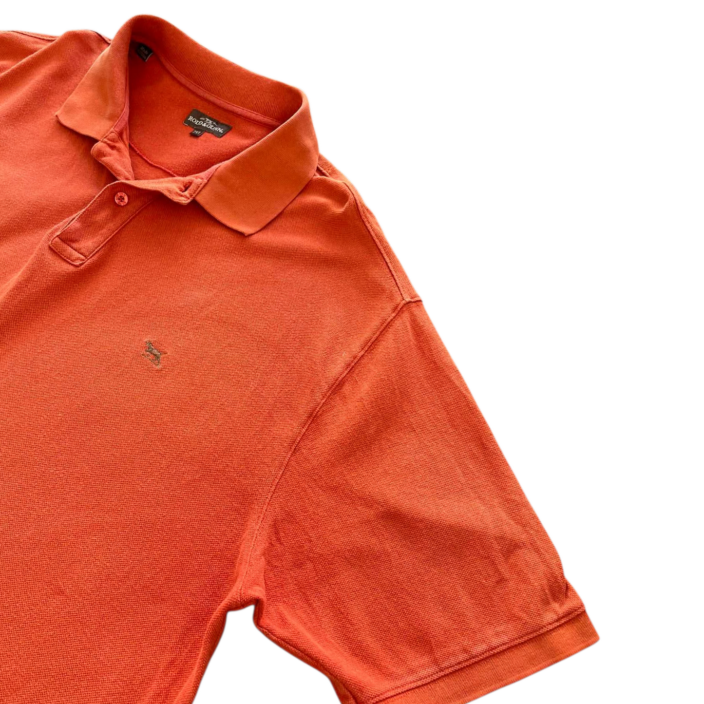 VINTAGE RODD N GUNN ORANGE POLO SHIRT WITH EMBROIDERED LOGO (XL)