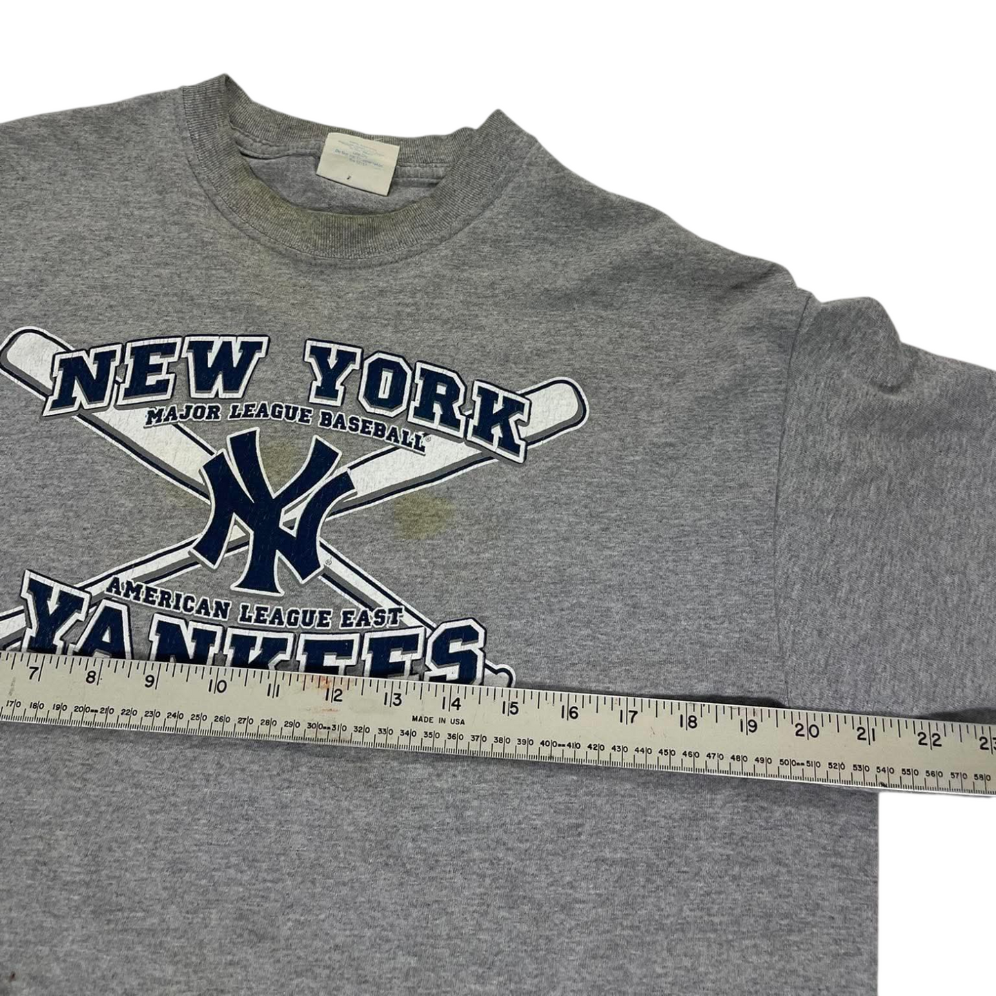 VINTAGE GREY NEW YORK YANKEES MLB BASEBALL TEE (L)